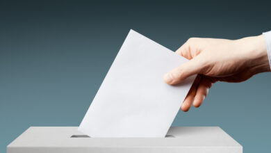 Konzeptbild einer Person, die während der Wahlen wählt.