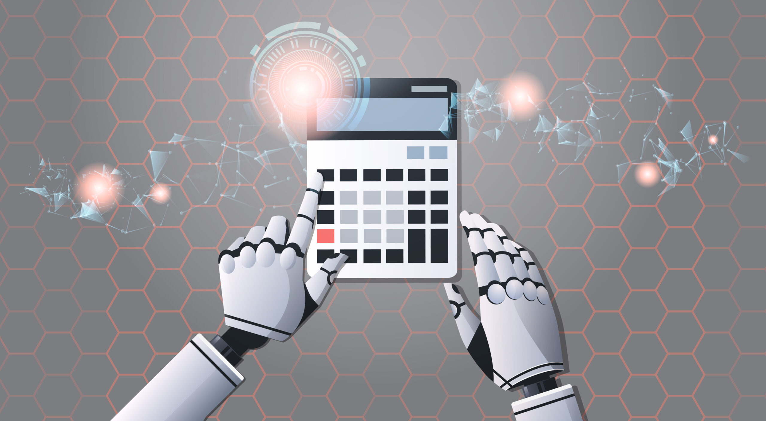 Roboterhände mit Taschenrechner © gmast3r iStock Getty Images Plus