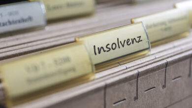 Old tab with the german word for insolvency