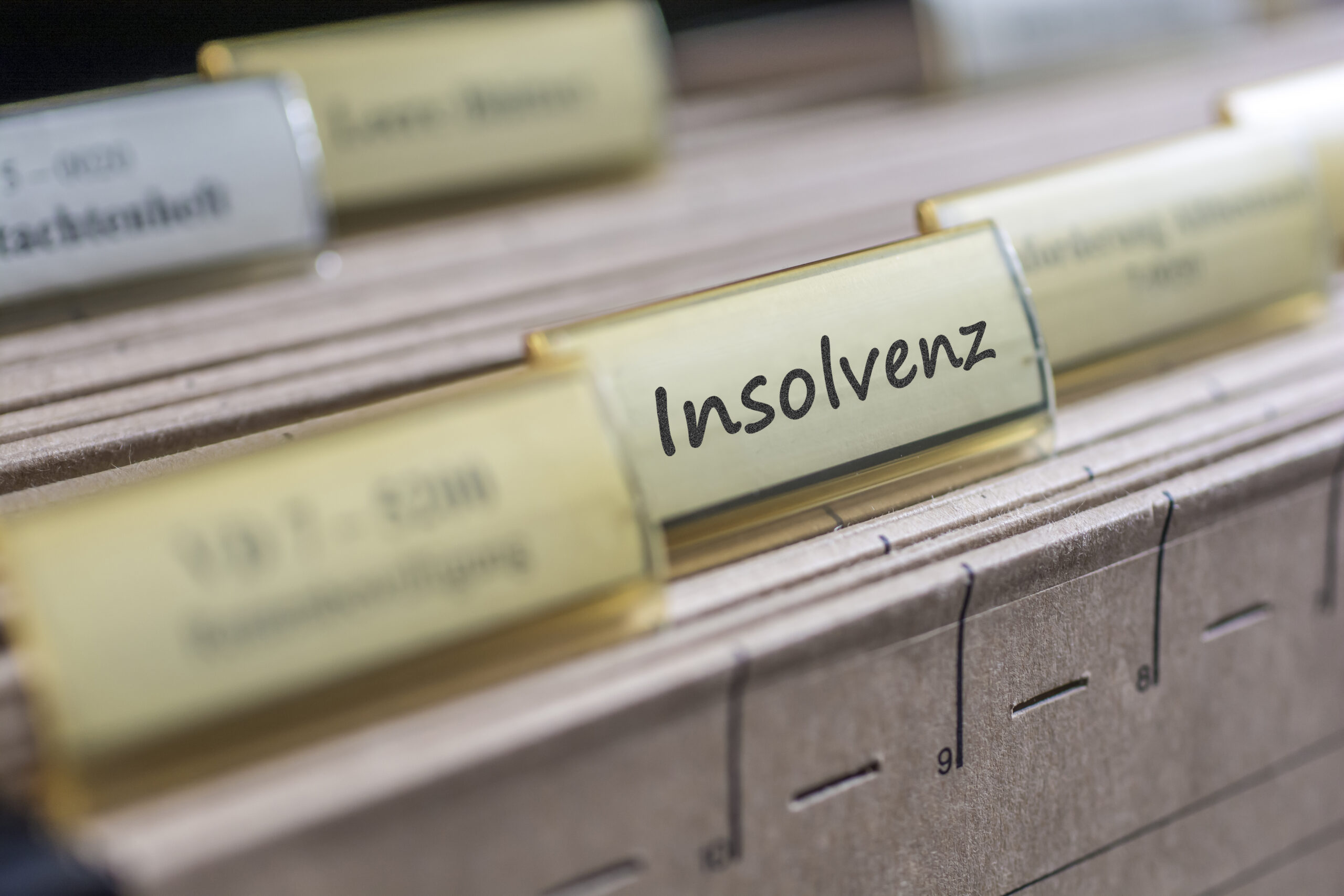 Old tab with the german word for insolvency
