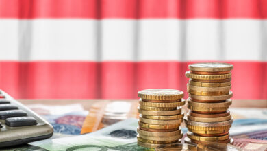 Geld vor einer Österreich-Flagge © Zerbor iStock Getty Images Plus