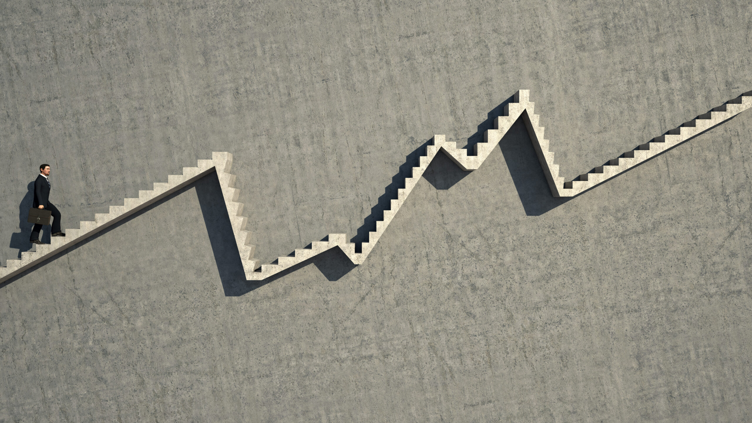 Geschäftsmann geht auf Graphen. © Alexyz3d iStock Getty Images Plus