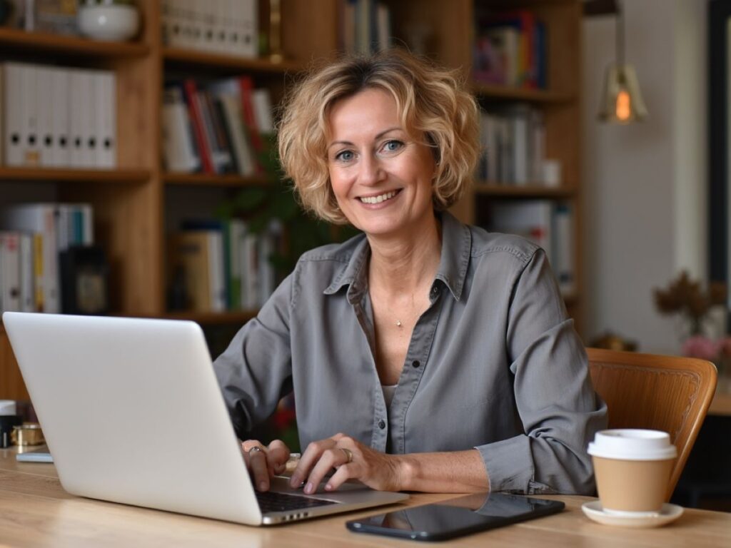 Sabine Prohaska am PC.