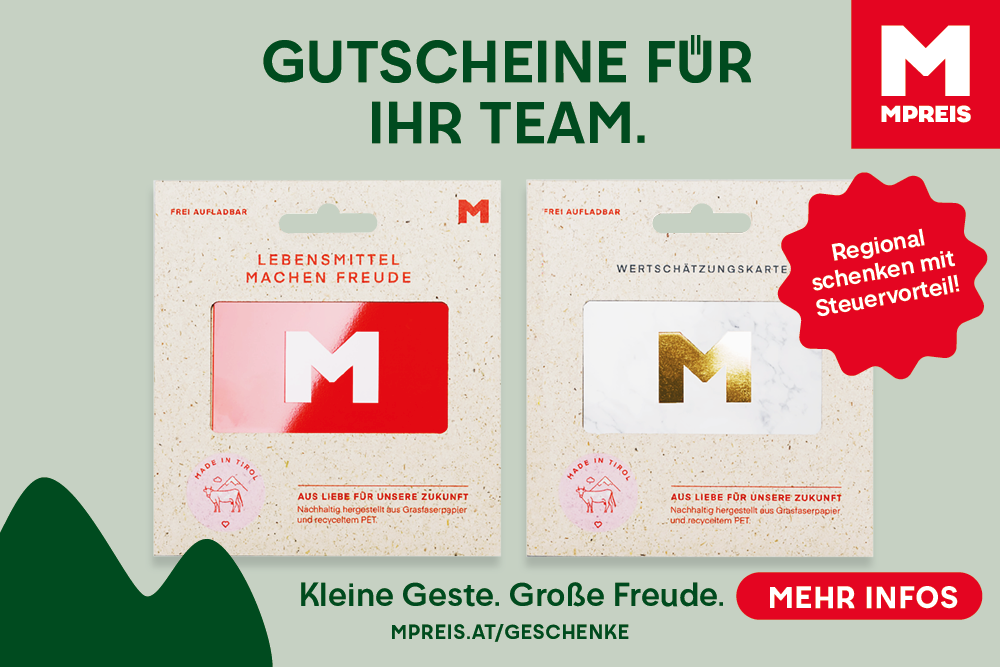 MPREIS Gutscheinkarten für Unternehmen – Das ideale Geschenk für Ihre Mitarbeiter*innen